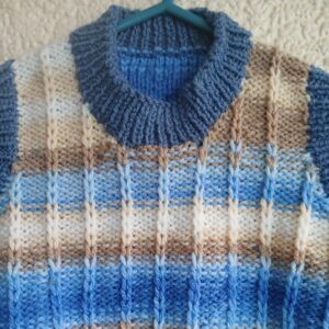 Hand knitted baby pullover. Approx 3 to 9 mths. Proceeds to The Stroke Association