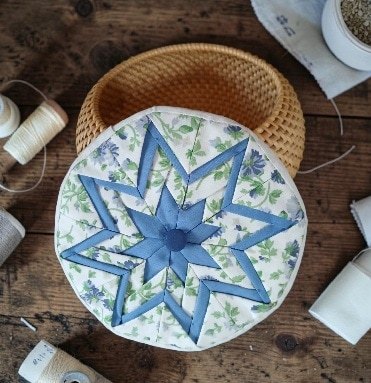 Original wicker keepsake box. Lid created using origami fabric star technique. All proceeds to The Stroke Association