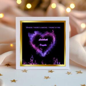 Smoke heart card with fairy lights