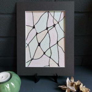 Pastel Organic Shapes, original (not a print) contemporary artwork in black mount