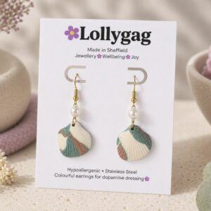 Treasure Drift Shell Earrings with Soft Coastal Tones and Faux Pearl Detail