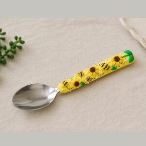 Bee & Sunflower Decorative Spoon – Handmade Polymer Clay Teaspoon, Cheerful Tea & Coffee Gift, Cosy Kitchen Accessory UK