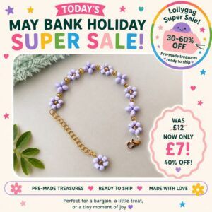 Lilac Floral Seed Bead Bracelet