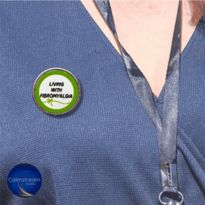 Living With Fibromyalgia Awareness Pin Badge – Stainless Steel – 25 mm