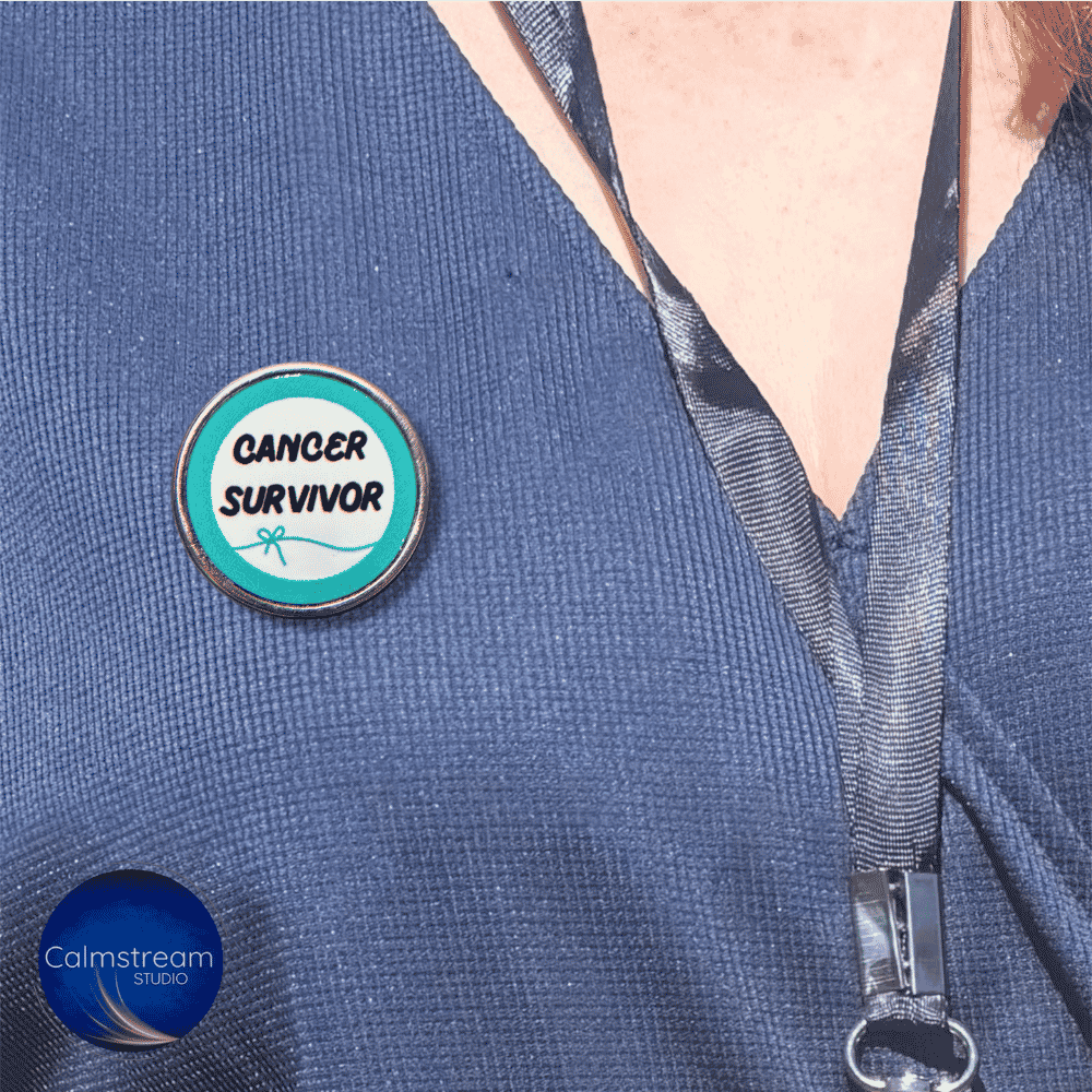 Cancer Survivor Pin Badge – Teal Awareness – Stainless Steel – 25 mm - Image 2