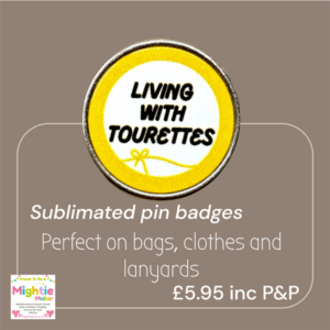 Living With Tourettes Awareness Pin Badge – Durable Stainless Steel – 25mm