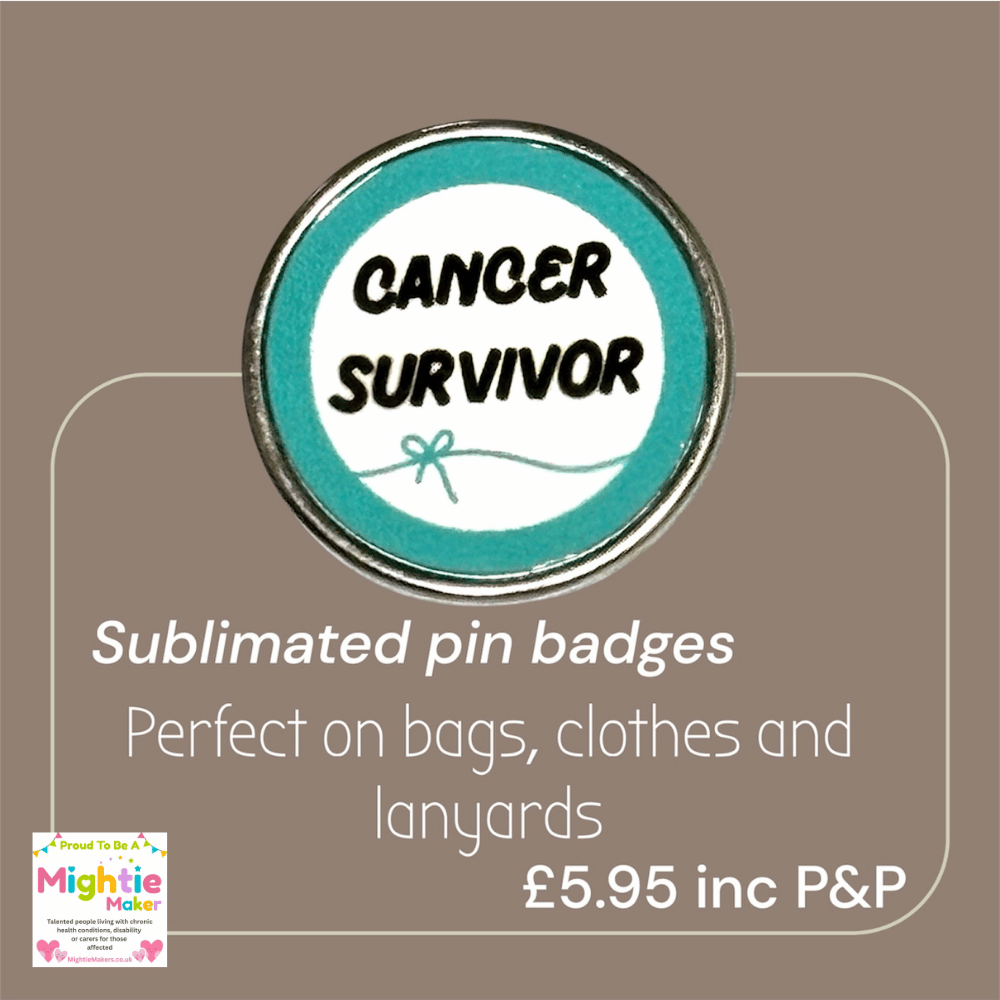 Cancer Survivor Pin Badge – Teal Awareness – Stainless Steel – 25 mm