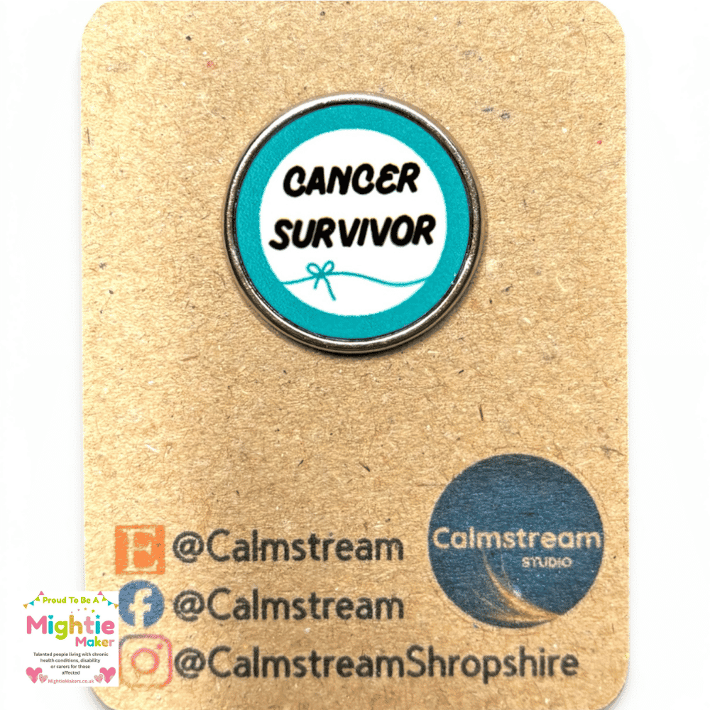 Cancer Survivor Pin Badge – Teal Awareness – Stainless Steel – 25 mm - Image 3