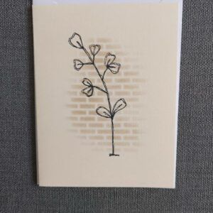 Cream Textured Botanical Card – Hand-Drawn Ink Illustration – leaf stem