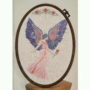 Angel Embroidery Hoop Picture, 23 by 18 cm , made to order