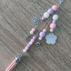 Pastel Tassel Bag Charm with Floral Charms & Beaded Chains