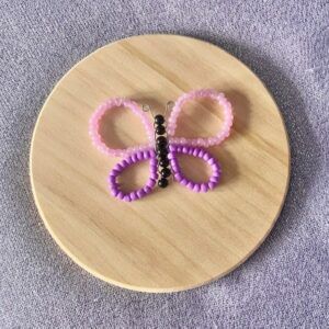 Pink and Lilac Beaded Butterfly Magnet