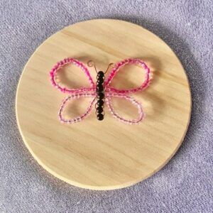 Pink Beaded Butterfly Magnet