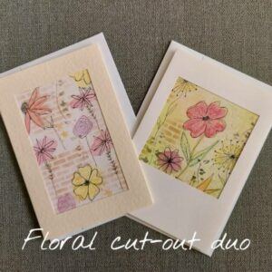 Floral cut-out duo – Pack 2 blank greeting cards with envelopes