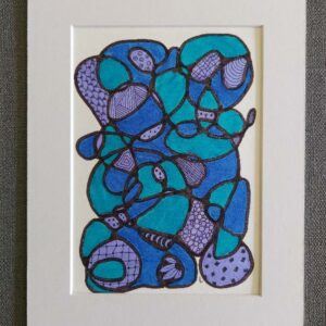 Modern Abstract Art with Organic Shapes in Blue and Purple Tones