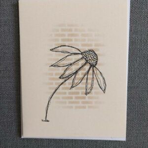 Cream Textured Botanical Card – Hand-Drawn Ink Illustration – Flower