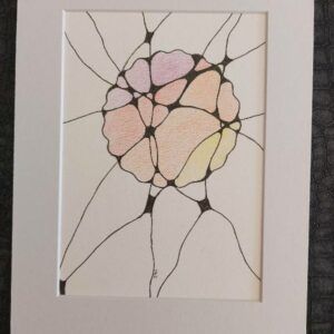 Unique Neuro Graphic Artwork – Original Pen and Ink with Soft Colored Pencils