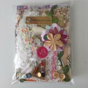 Beginner Junk Journal Starter Pack – A6 (Rose) handmade journal + Mixed Papers and Ephemera (Contents Vary)