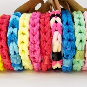 Hand-Braided Colorful Hair Bands Display