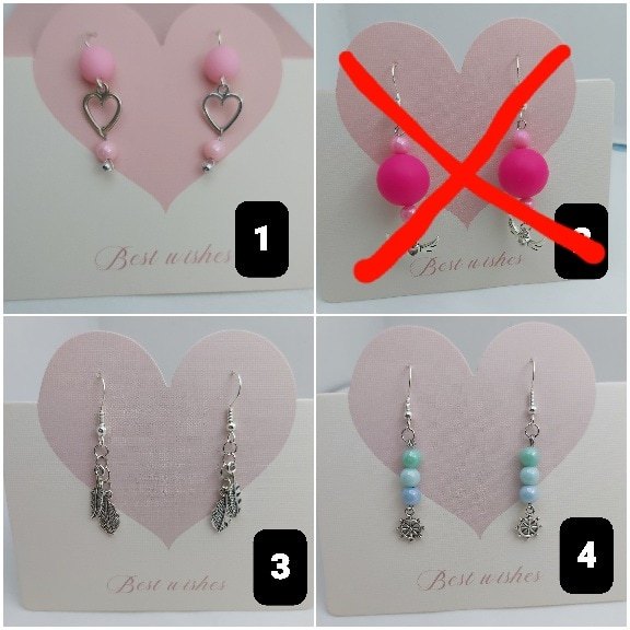 Handmade Beaded Dangle Earrings | Silver Charm Drop Earrings - Image 2