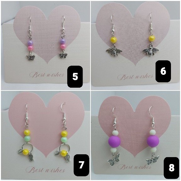 Handmade Beaded Dangle Earrings | Silver Charm Drop Earrings - Image 3