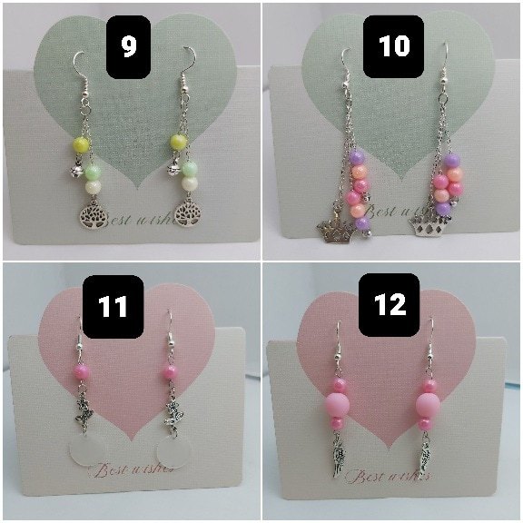 Handmade Beaded Dangle Earrings | Silver Charm Drop Earrings - Image 4