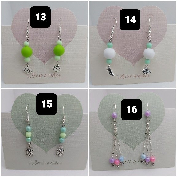 Handmade Beaded Dangle Earrings | Silver Charm Drop Earrings - Image 5