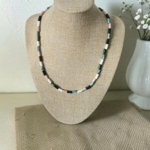 Multi-coloured Glass Beaded Necklace With Antique Bronze Fastener