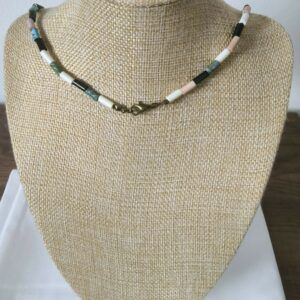 Multi-coloured Glass Beaded Necklace With Antique Bronze Fastener