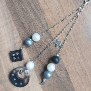 Handmade Celestial Multi-Strand Hanging Charm – Resin Moon & Stars Keepsake