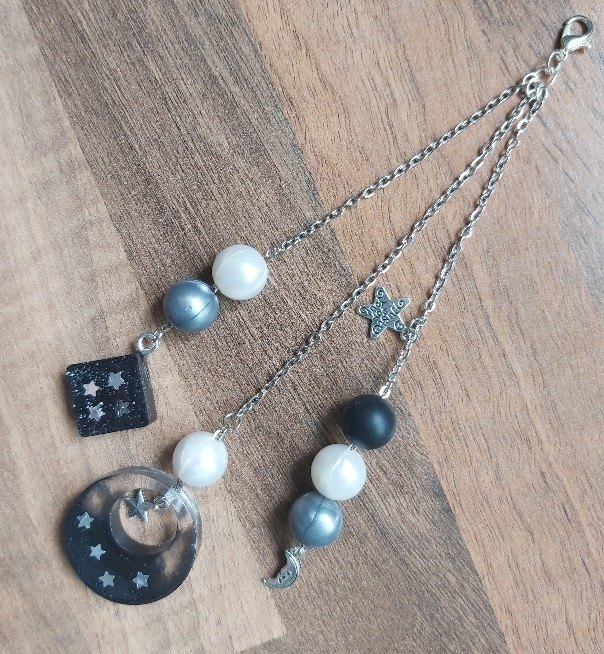 Handmade Celestial Multi-Strand Hanging Charm – Resin Moon & Stars Keepsake - Image 2