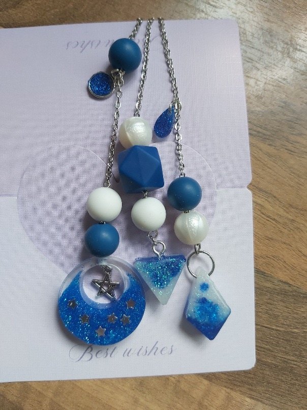 Handmade Celestial Multi-Strand Hanging Charm – Resin Moon & Stars Keepsake - Image 7