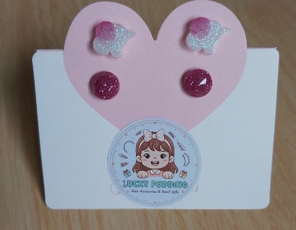Handmade Resin Earring Stud Packs | Cute Glitter & Multi-Shape Multipacks - Image 5