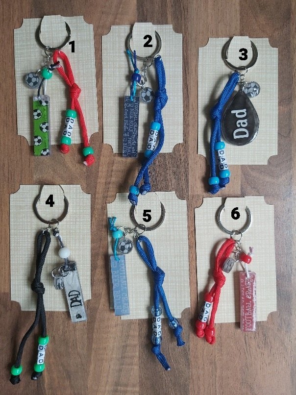 Personalised "Dad" Football Crazy Paracord Keyring – Choice of 6 Styles