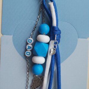 Personalised “Dad” Car Theme Keyring with Cord Tassel & Geometric Beads