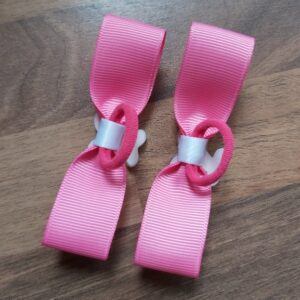 Pink Ribbon Cherry Hair Ties | Pair of Handmade Bow bobbles