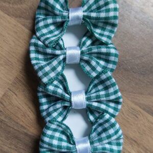 Green Gingham School Hair Bows | Pack of 4 Summer Uniform hair ties