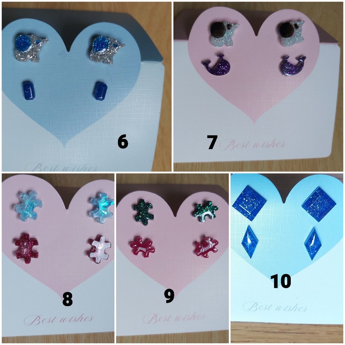 Handmade Resin Earring Stud Packs | Cute Glitter & Multi-Shape Multipacks - Image 9