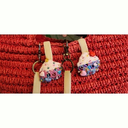 Handmade Cupcake Bag Charms/Keyrings, 4 available to buy, separately - Image 3