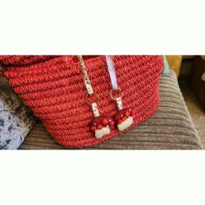 Handmade Toadstool Keyring/Bag Charm, 2 available, separately