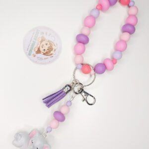 Handmade Silicone Beaded Wristlet Keyring – Cute Charm & Tassel Keychain