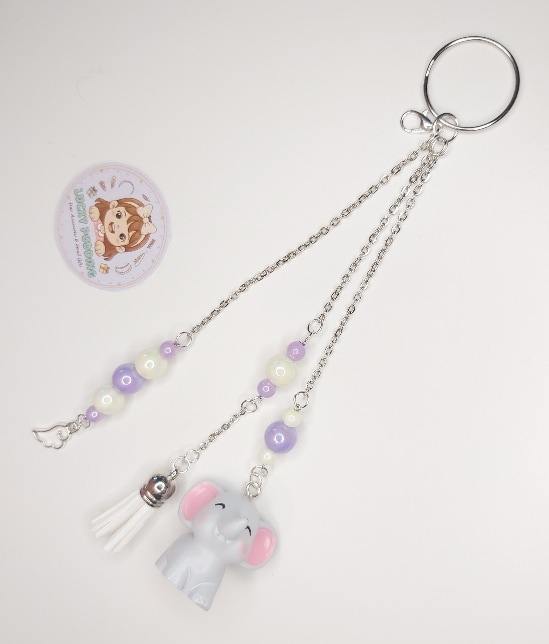 Handmade Cute Elephant Multi-Strand Keyring & Bag Charm with Tassel - Image 4