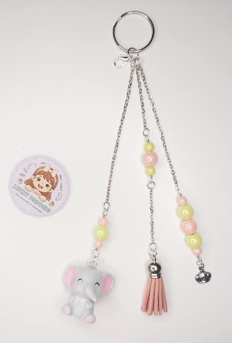 Handmade Cute Elephant Multi-Strand Keyring & Bag Charm with Tassel - Image 3