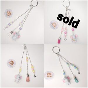Handmade Cute Elephant Multi-Strand Keyring & Bag Charm with Tassel