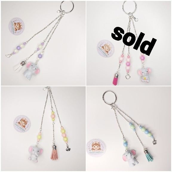 Handmade Cute Elephant Multi-Strand Keyring & Bag Charm with Tassel