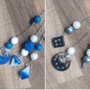 Handmade Celestial Multi-Strand Hanging Charm – Resin Moon & Stars Keepsake
