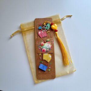 Elegant Teacher Themed Bookmark with Yellow Beaded Tassel