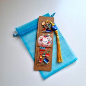 Charming Teacher-Themed Acrylic Bookmark with Beaded Tassel