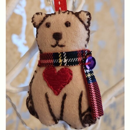 Hanging Bear Decoration, handmade, 2 available - Image 3
