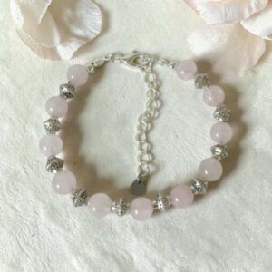Rose Quartz & Tibetan Silver Beaded Bracelet